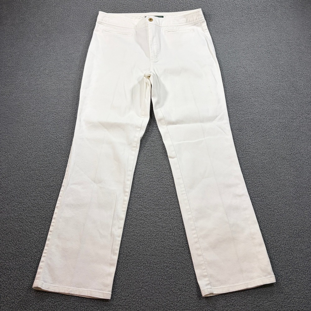 Lauren Ralph Lauren Jeans Womens 12 White Straight Leg Denim Stretch Trousers